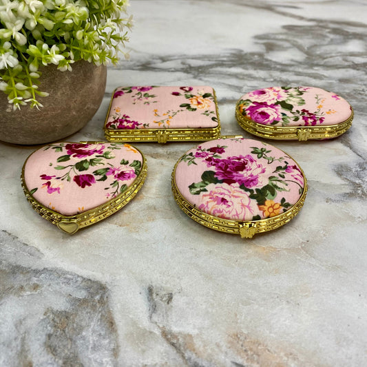 Compact Mirror - Pink Floral