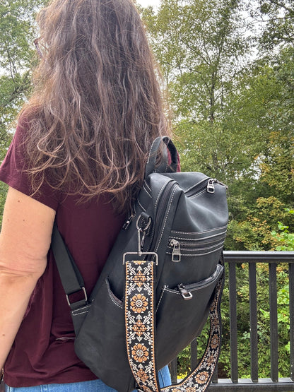 Denim Suede Brooke Backpack + Pouch