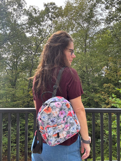 Mini Backpack - Floral Black & White