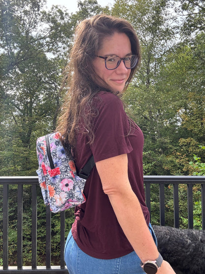 Mini Backpack - Floral Black & White
