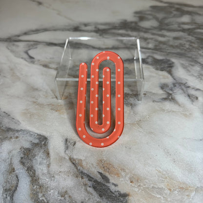 Jumbo Paperclip - Coral Polka Dot
